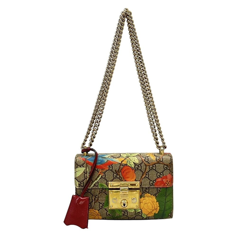 Gucci Padlock Small,Guccitian Shoulder Bag 409487 Beige Dark Brown Multi PVC